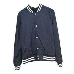 Abercrombie & Fitch Varsity Bomber Stadium jacket Men size M navy blue preppy